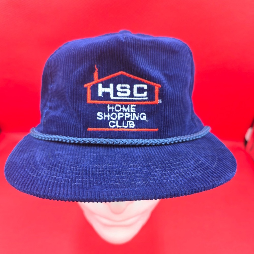 Vintage Home Shopping Club Corduroy Blue Snapback Hat‎ 90s Headlines